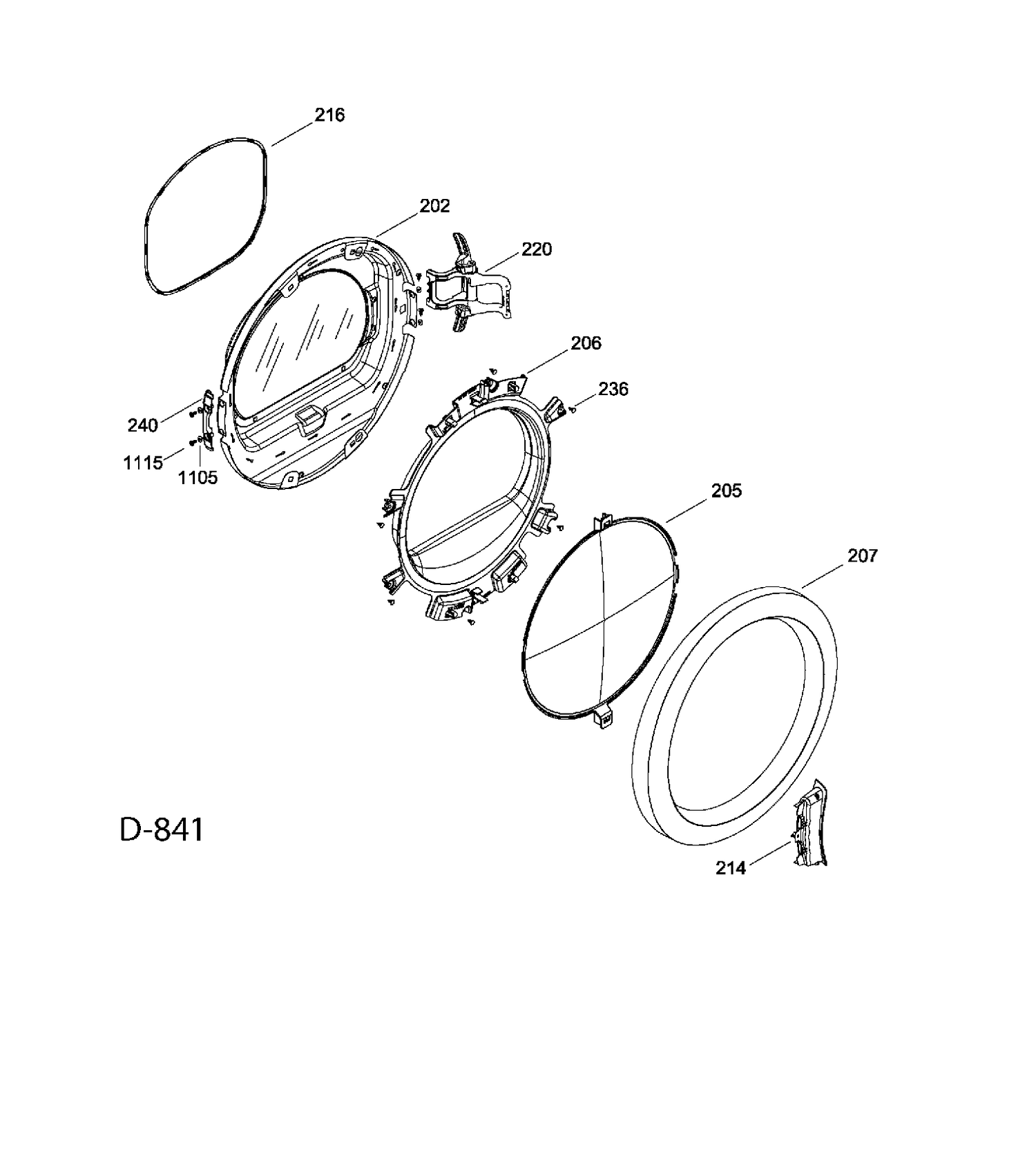 DOOR Diagram and Parts List for GFMN110GD0WW  General Electric Dryer