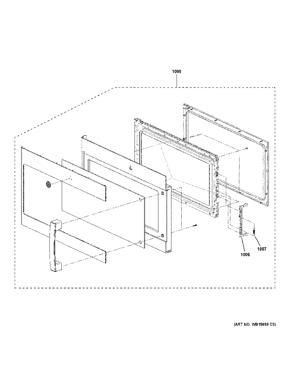Door Parts Diagram and Parts List for PVM9179BR1TS  General Electric Microwave