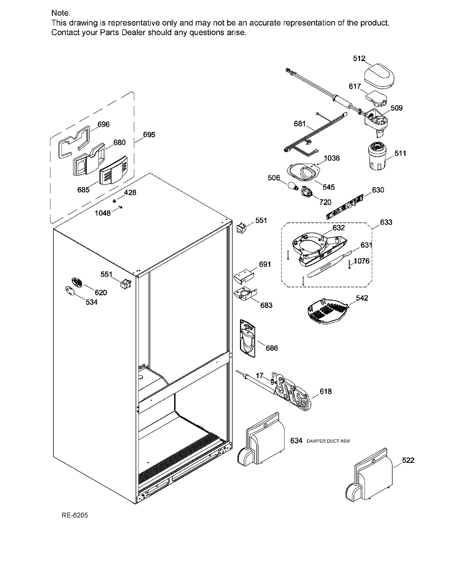 FF FUNCTIONAL PARTS Diagram and Parts List for PNR22LSEBFES  General Electric Refrigerator