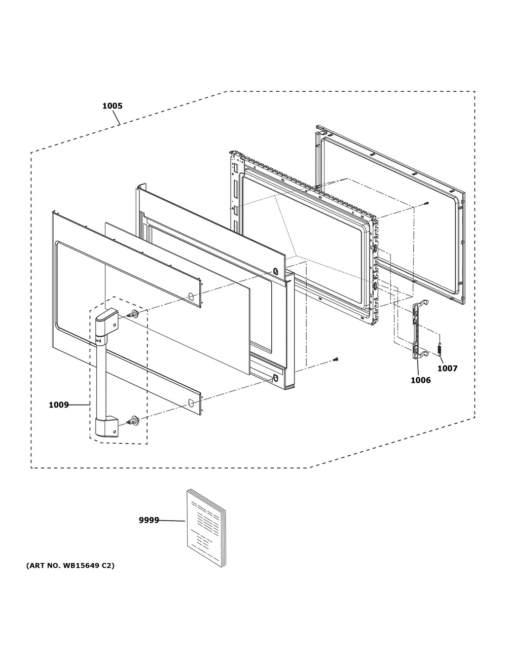 Door Parts Diagram and Parts List for CVM517P4M6W2  General Electric Microwave