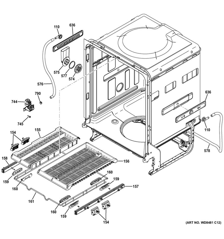 Body Parts Diagram and Parts List for CDT765SSF7SS  General Electric Dishwasher