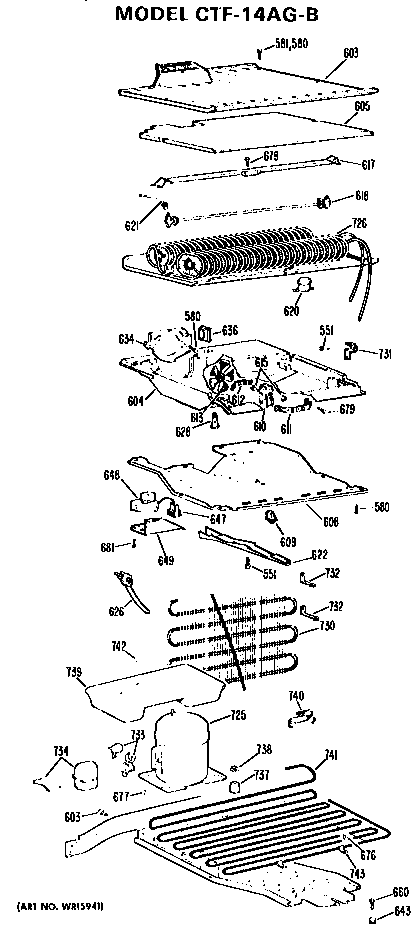 Unit Parts Diagram and Parts List for CTF14AGB  Hotpoint Refrigerator