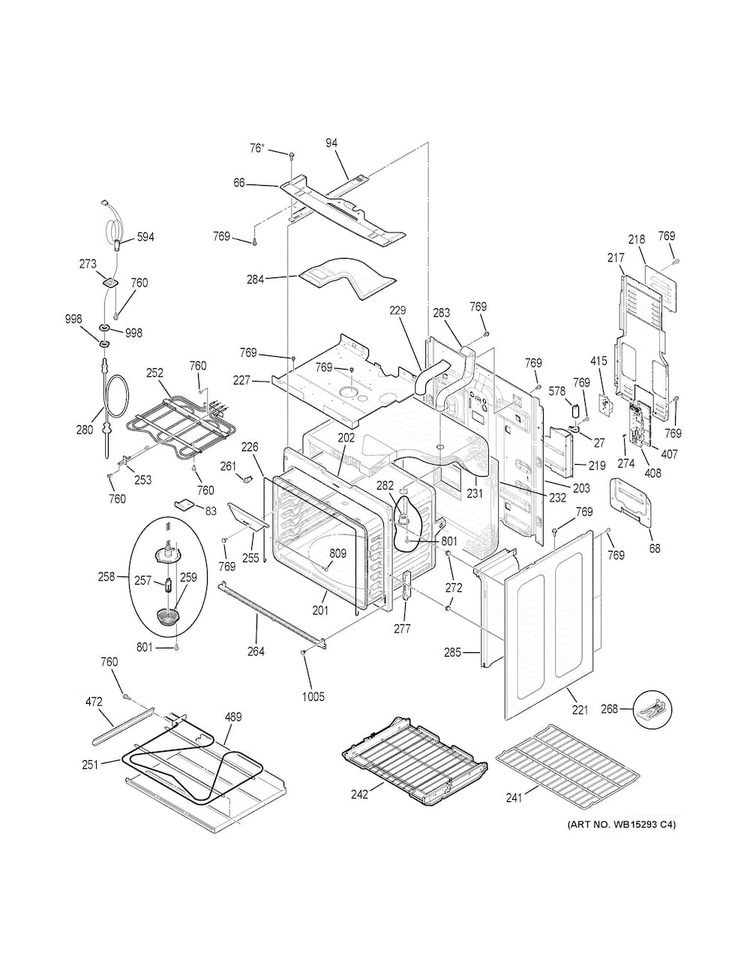 Body Parts Diagram and Parts List for PS920SF3SS  General Electric Range