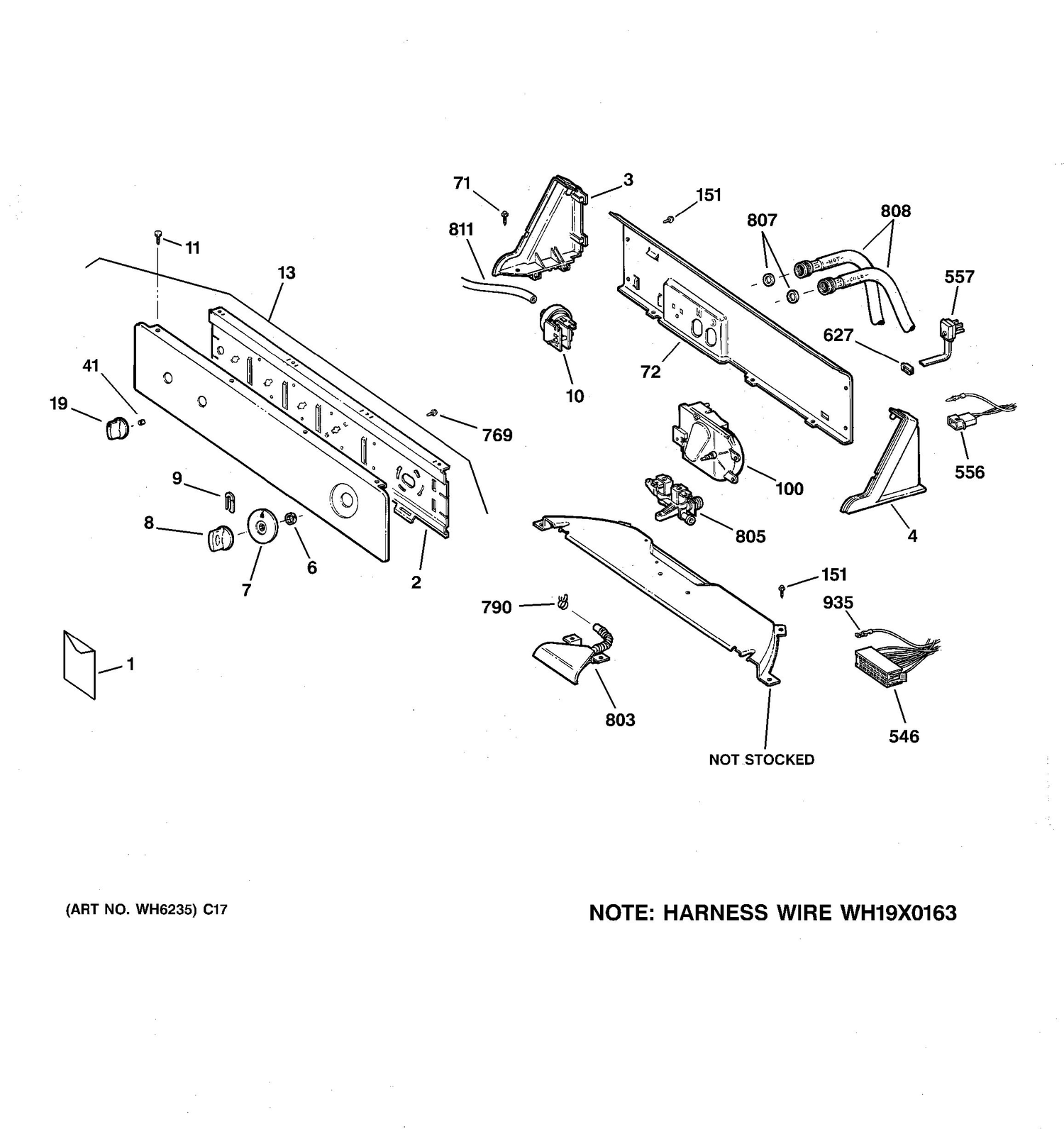 CONTROLS & BACKSPLASH Diagram and Parts List for CCXR1060B3WW  General Electric Washer