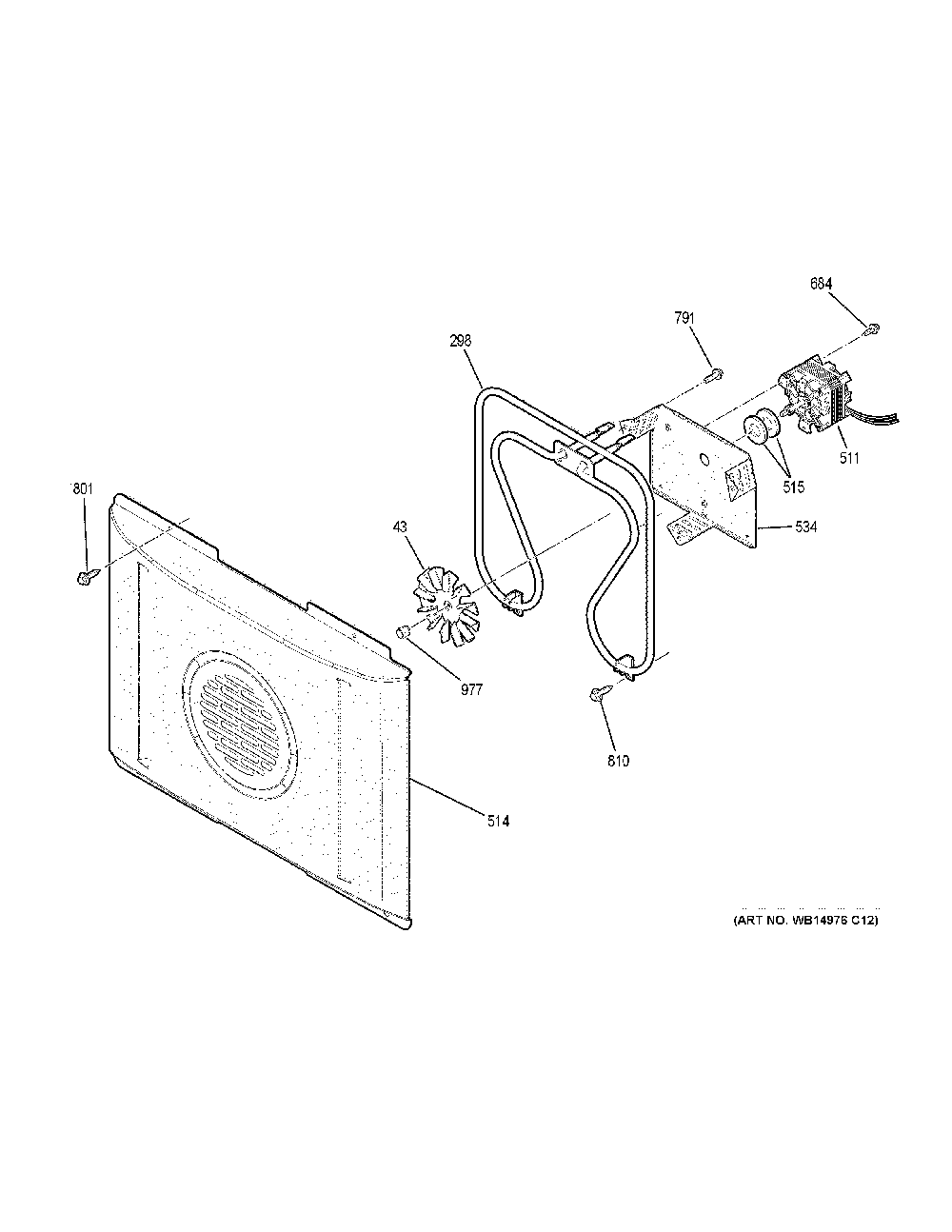 Convection fan Diagram and Parts List for PHB920FJ6DS  General Electric Range