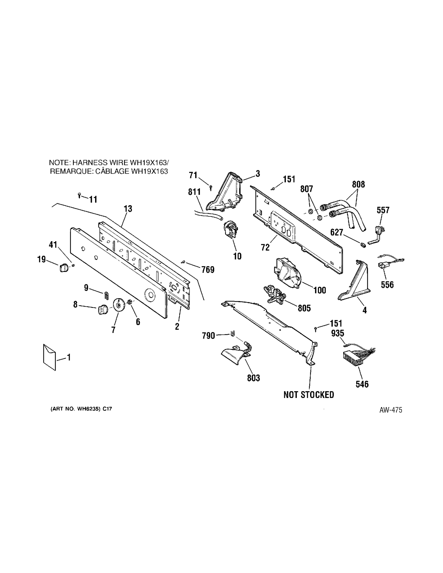 CONTROLS Diagram and Parts List for 56221B3WW  General Electric Washer