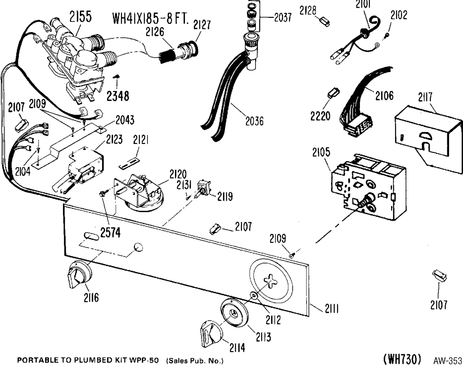 CONTROL PANEL Diagram and Parts List for LA2600K*119  General Electric Washer