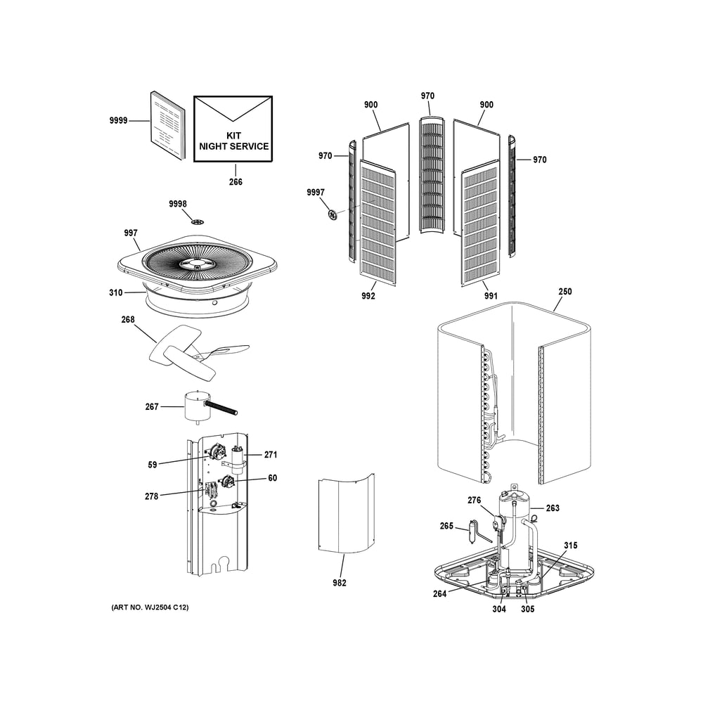 Room Air Conditioner Diagram and Parts List for NS15A60SA500A  General Electric Air Conditioner
