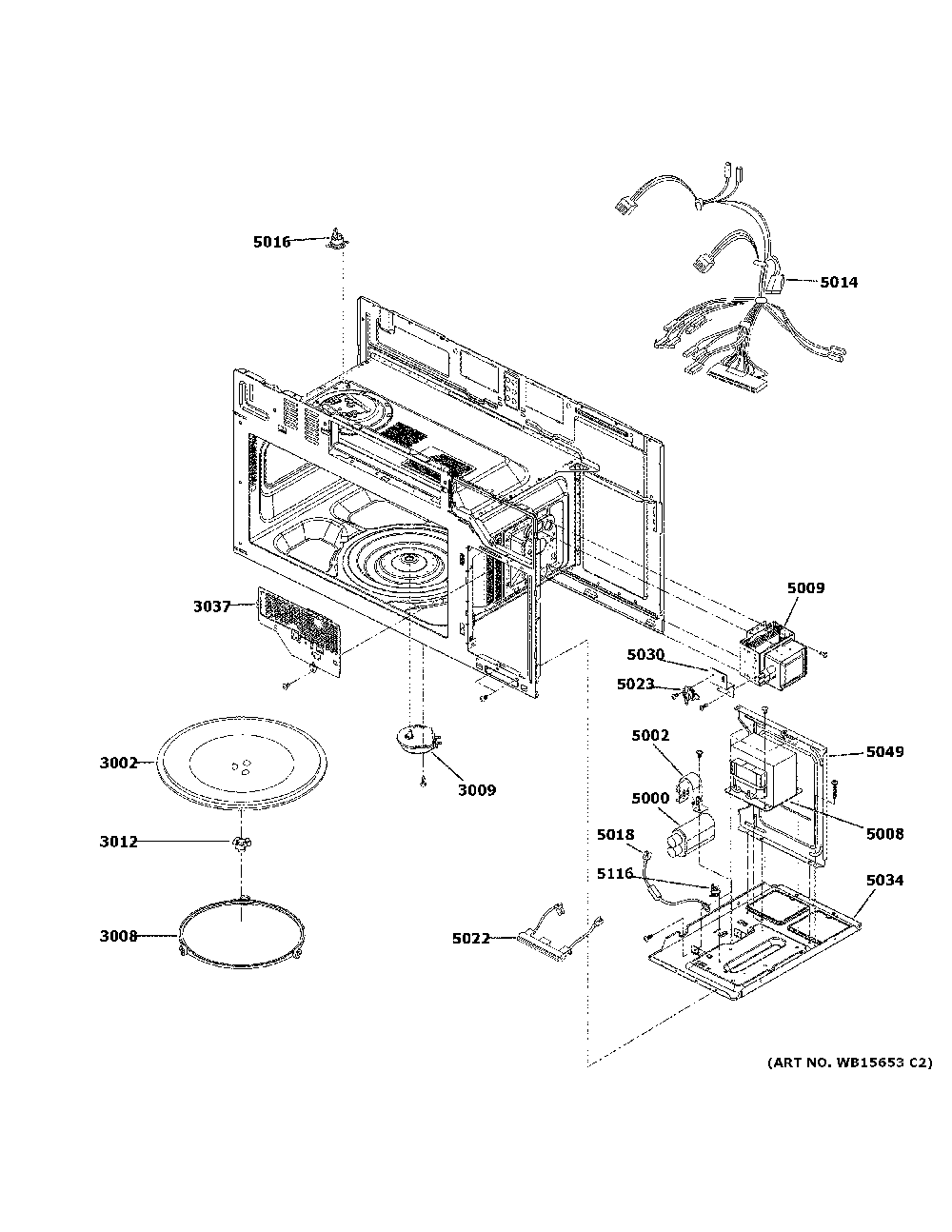 Interior parts 1 Diagram and Parts List for DVM7195FL5DS  General Electric Microwave