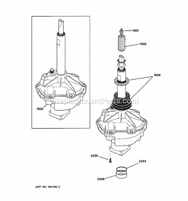 TRANSMISSION Diagram and Parts List for WSM2700DAWWW  General Electric Washer Dryer Combo