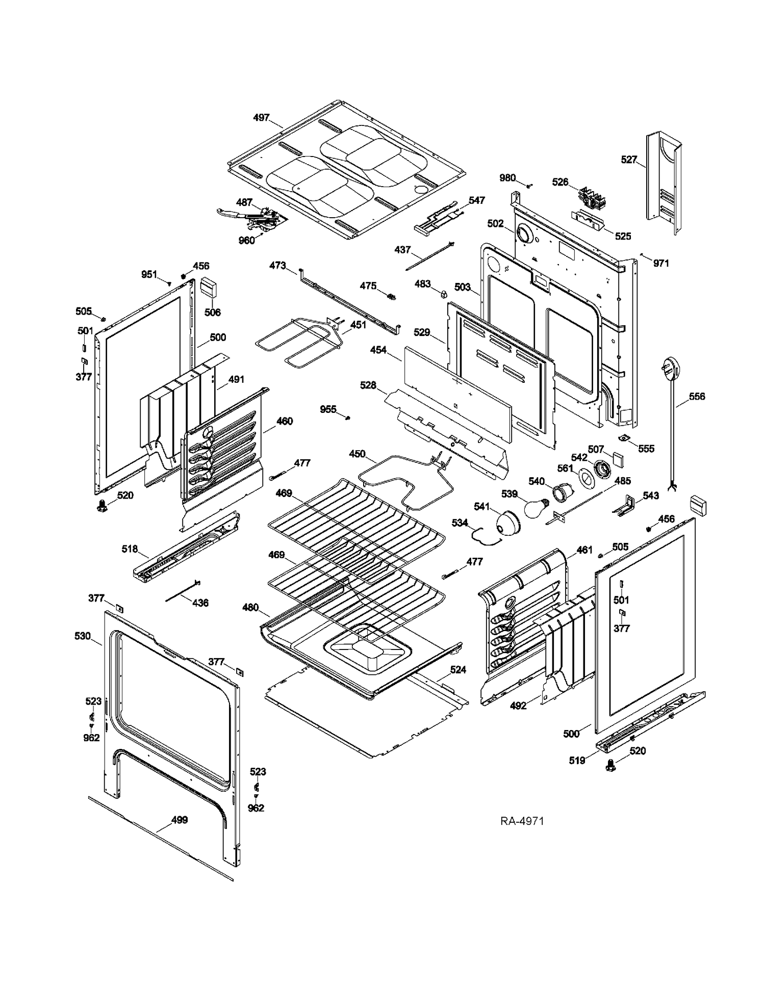 BODY PARTS Diagram and Parts List for MCB757DR3WW  General Electric Range
