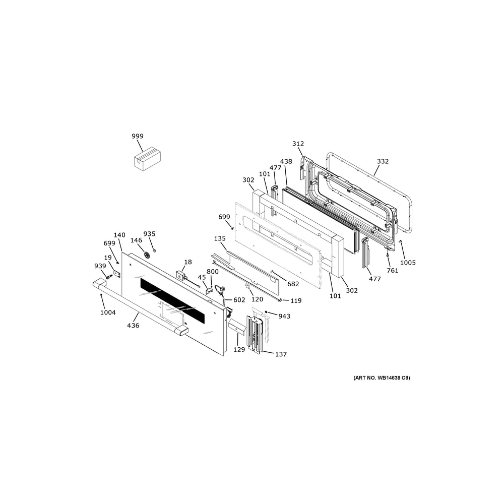 Control Panel And Upper Door Diagram and Parts List for CTS92DM2N3S5  General Electric Wall Oven