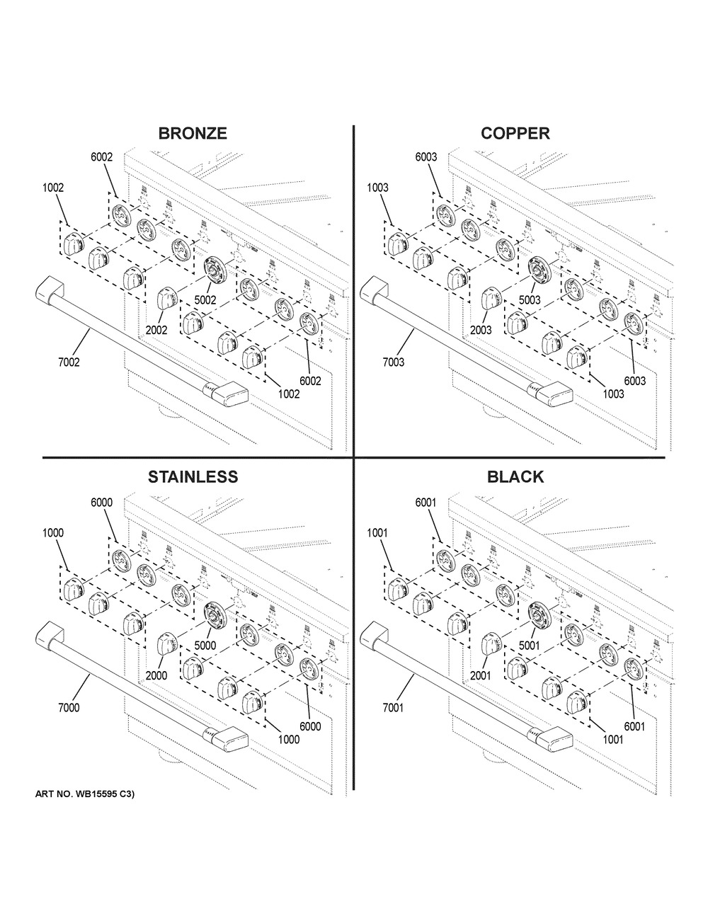 Cafe Customization Diagram and Parts List for CGY366P2M1S1  General Electric Range