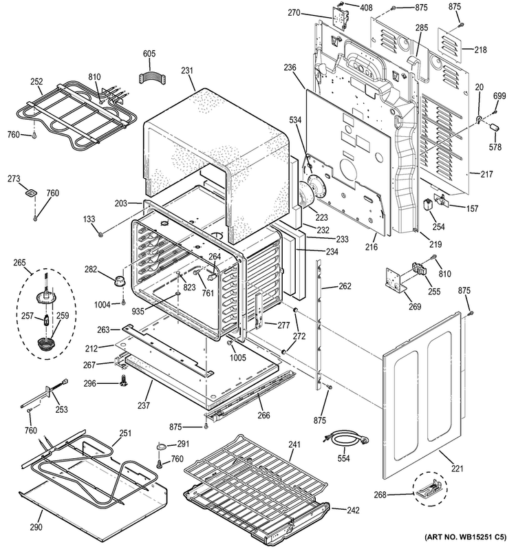 Lower Oven Diagram and Parts List for PCB950SF4SS  General Electric Range