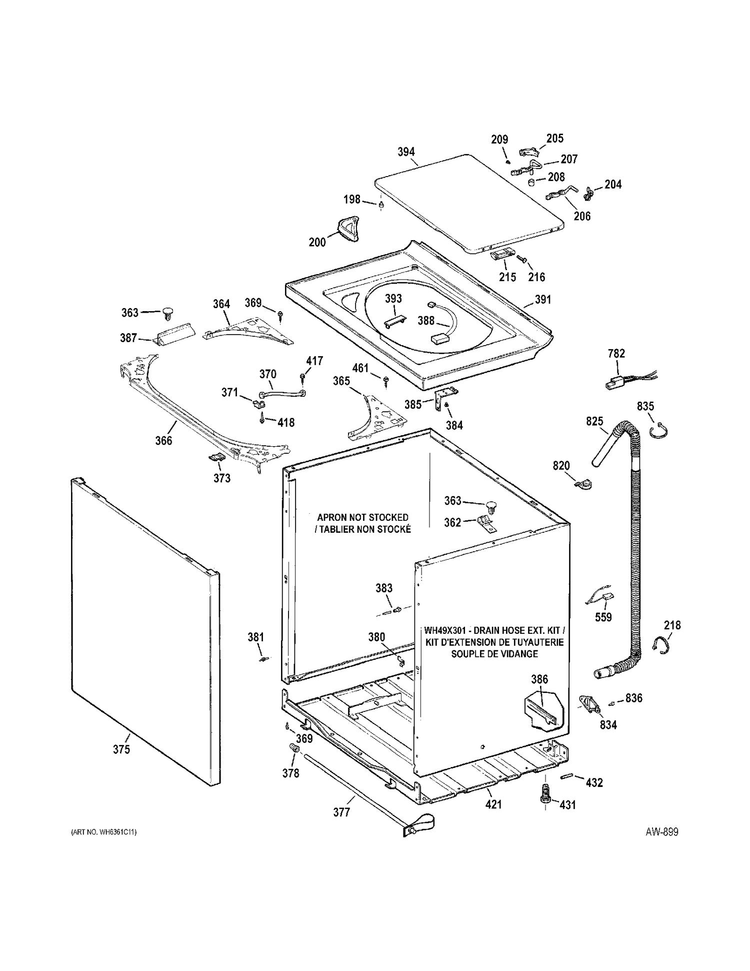 CABINET Diagram and Parts List for 57731H5WW  General Electric Washer