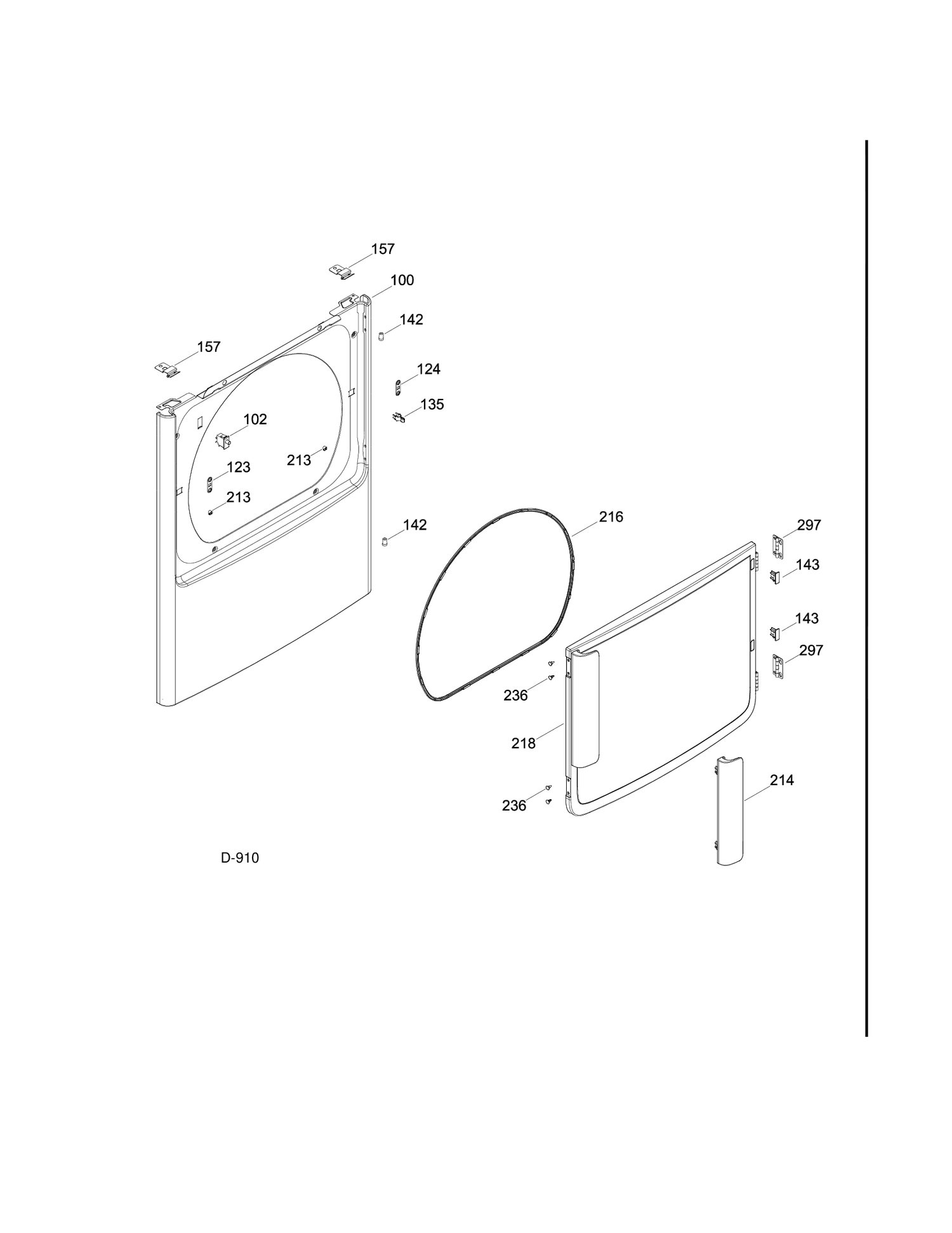 FRONT PANEL & DOOR Diagram and Parts List for GTMS820ED0WS  General Electric Dryer