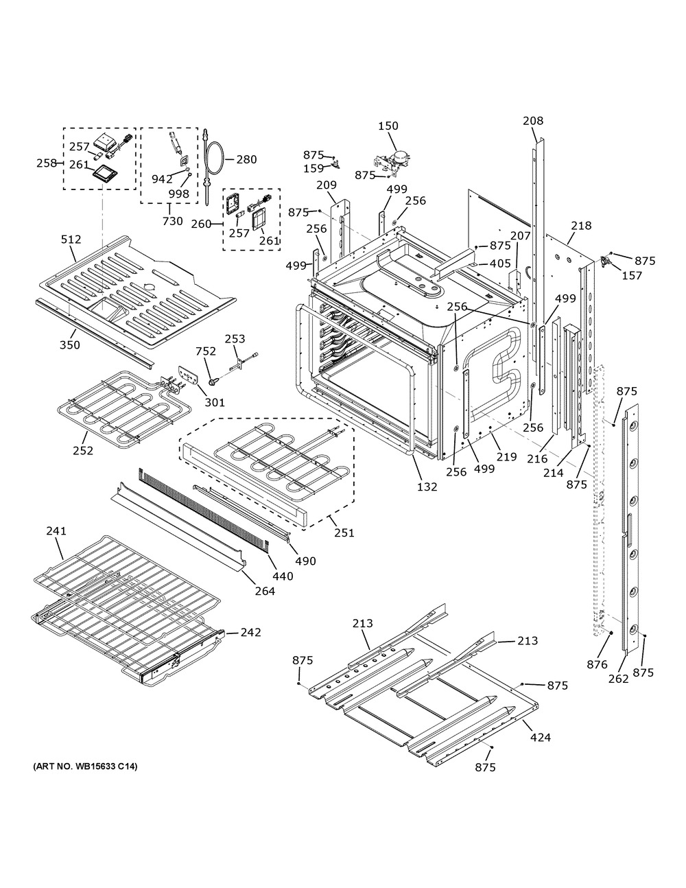 Lower Oven Diagram and Parts List for CTD90FP4N4W2  General Electric Wall Oven