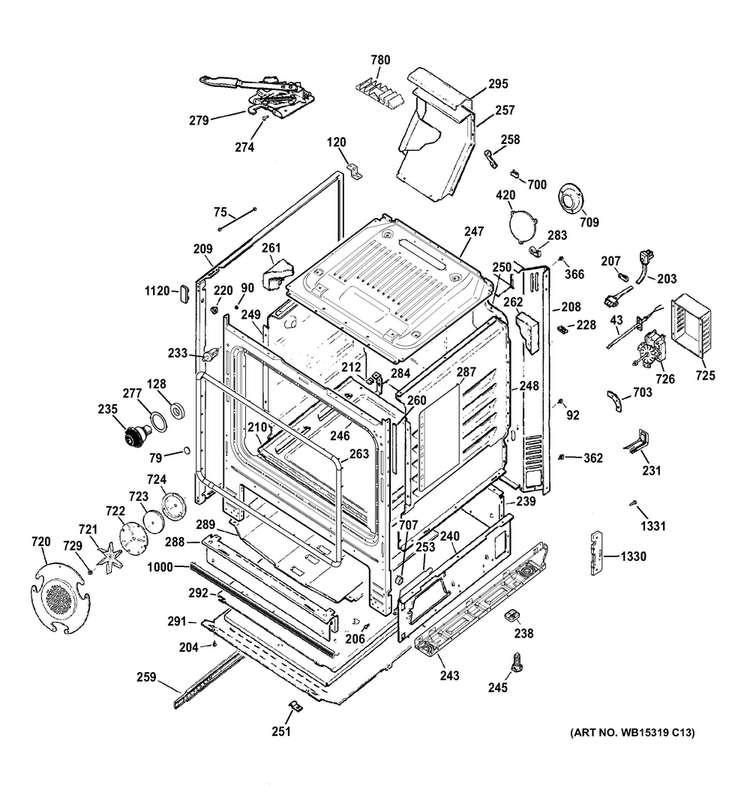 Body Parts Diagram and Parts List for PGB920DEF3BB  General Electric Range