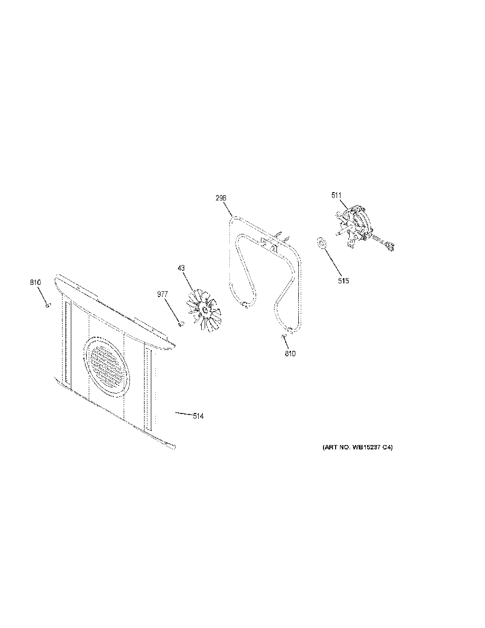 Convection fan Diagram and Parts List for PS960SL5SS  General Electric Range