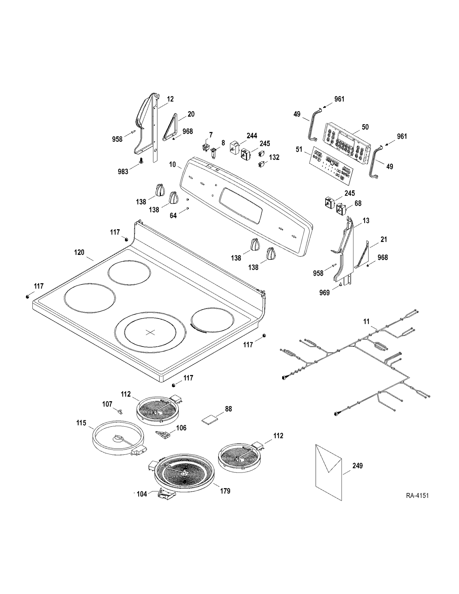 CONTROLS-COOKTOP Diagram and Parts List for JCBP660DT1BB  General Electric Range