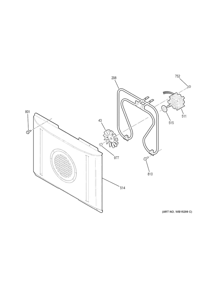 Convection Fan Diagram and Parts List for PS950EF3ES  General Electric Range