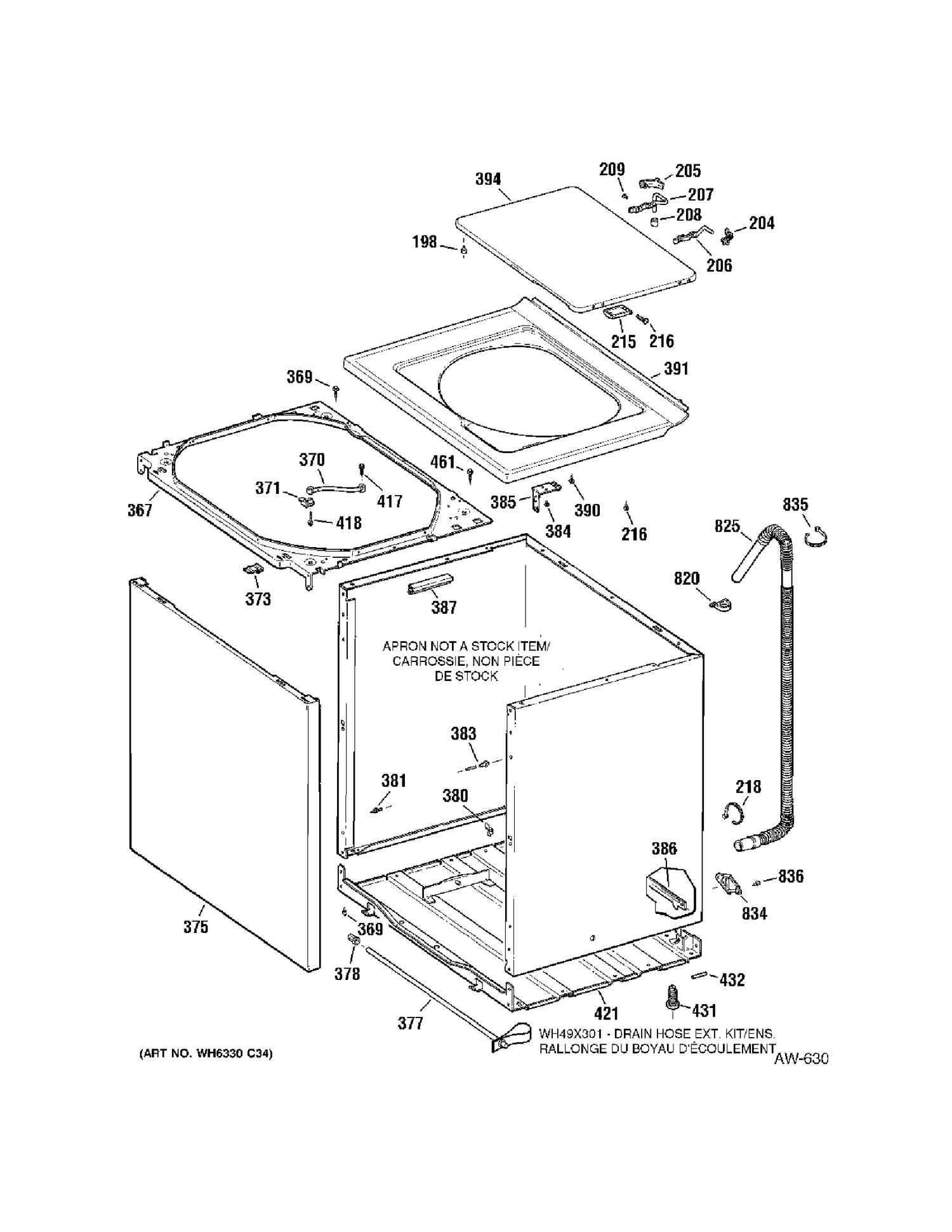 BODY Diagram and Parts List for MNSR1090H0WW  General Electric Washer