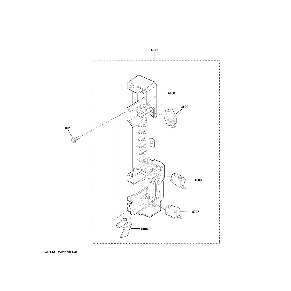 Latch Board Parts Diagram and Parts List for PVM9179RY1SS  General Electric Range Hood