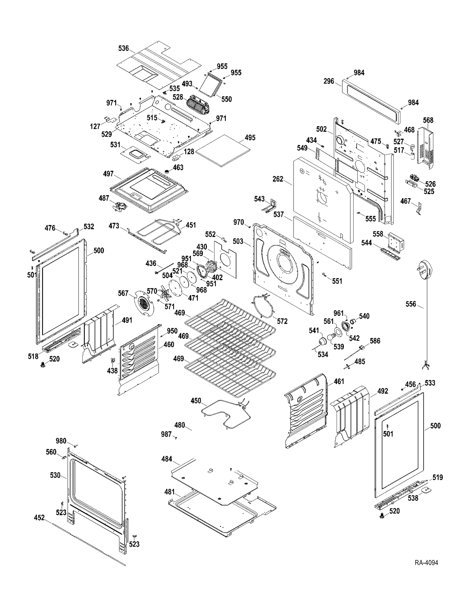 BODY PARTS Diagram and Parts List for CBC980SN2SS  General Electric Range