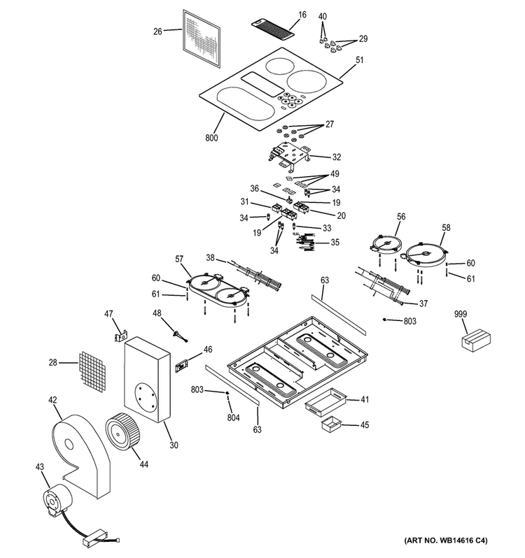 Control Panel & Cooktop Diagram and Parts List for PP9830TJ1WW  General Electric Cooktop