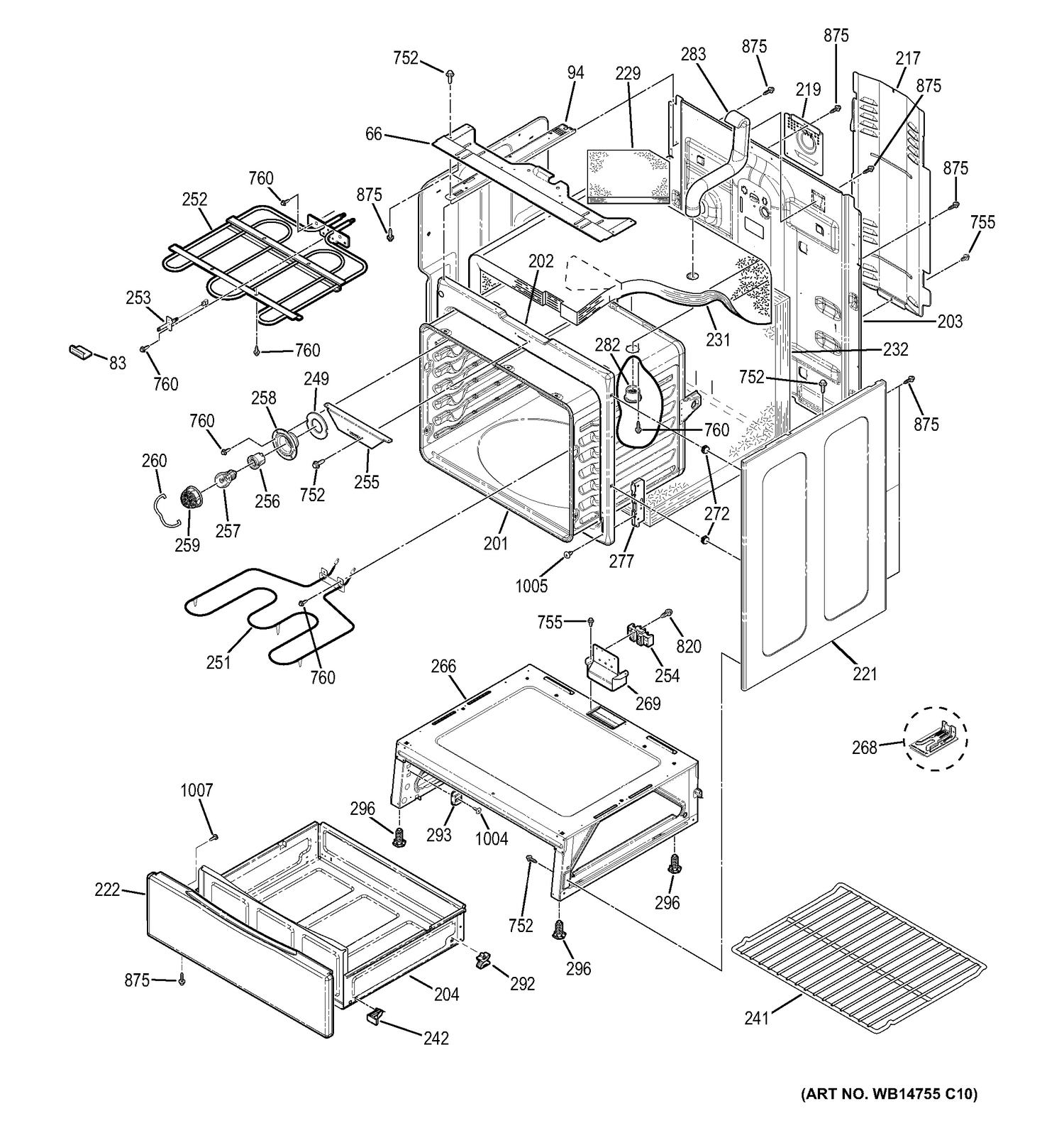BODY PARTS Diagram and Parts List for JBS65DF1BB  General Electric Range