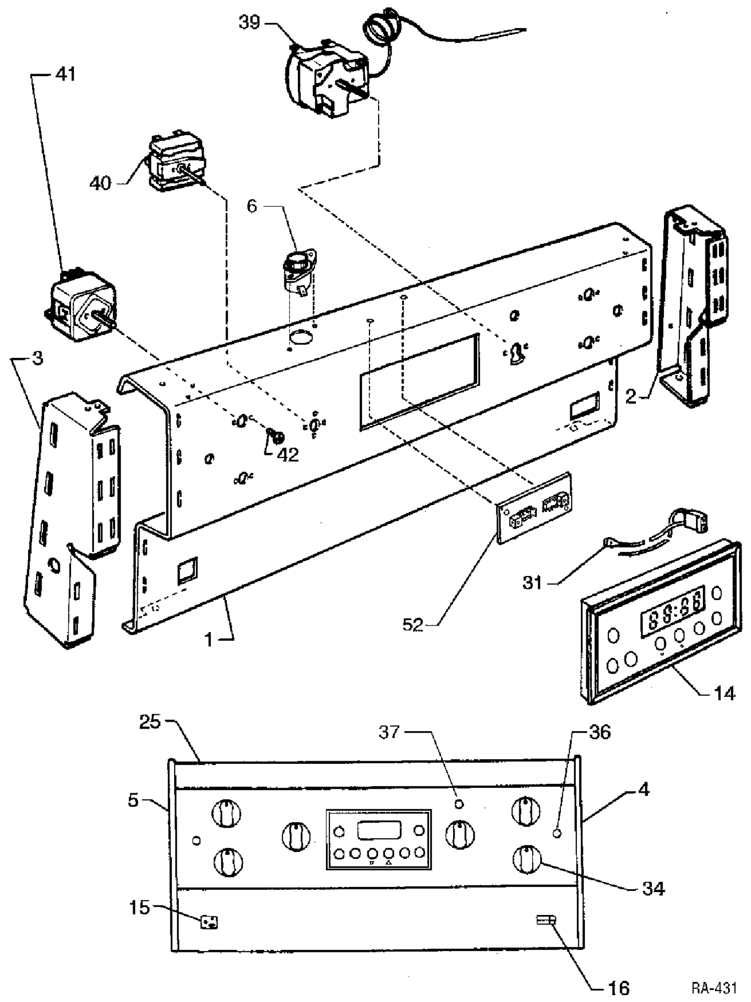 CONTROL PANEL Diagram and Parts List for GRMF2400ST-6  General Electric Range