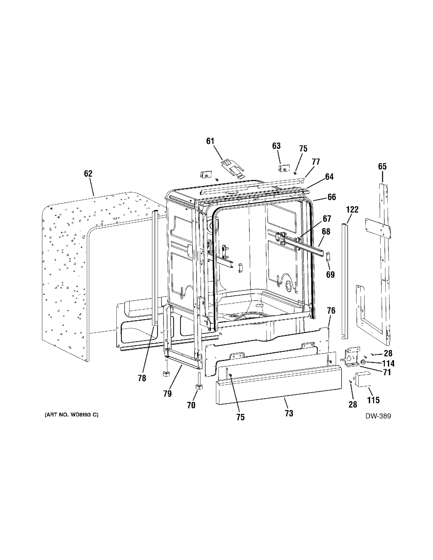 BODY PARTS Diagram and Parts List for GCD4800L00BB  General Electric Dishwasher
