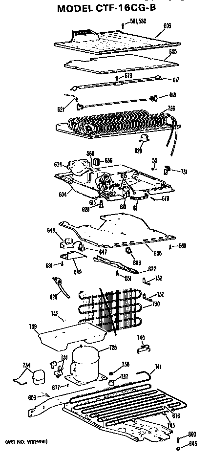 Unit Parts Diagram and Parts List for CTF16CGB  Hotpoint Refrigerator