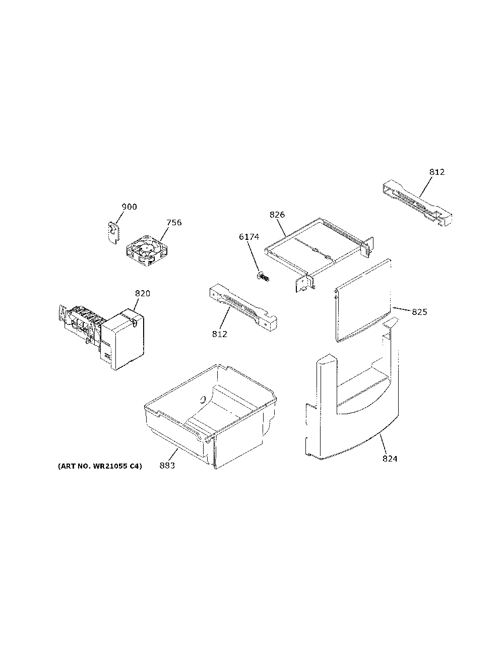 Ice Maker And Dispenser Diagram and Parts List for ZIS420NNEII  General Electric Refrigerator