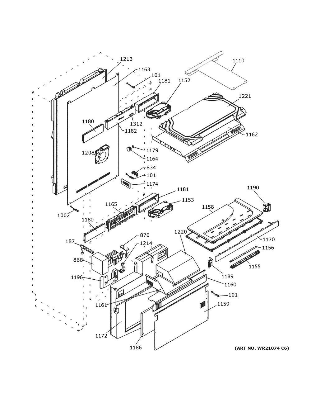 Cabinet Diagram and Parts List for ZIK30GNNCII  General Electric Refrigerator