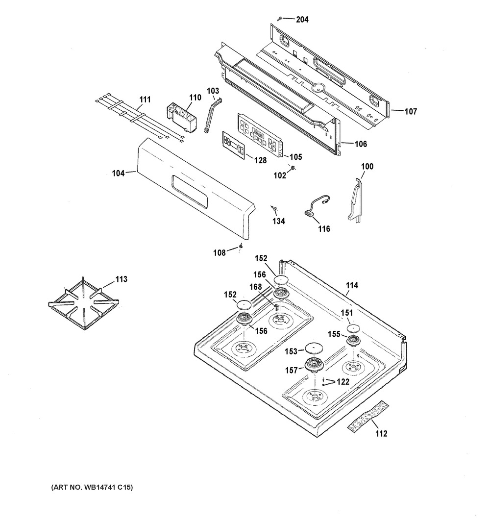 Control Panel And Cooktop Diagram and Parts List for XGF300SM2BB  General Electric Range