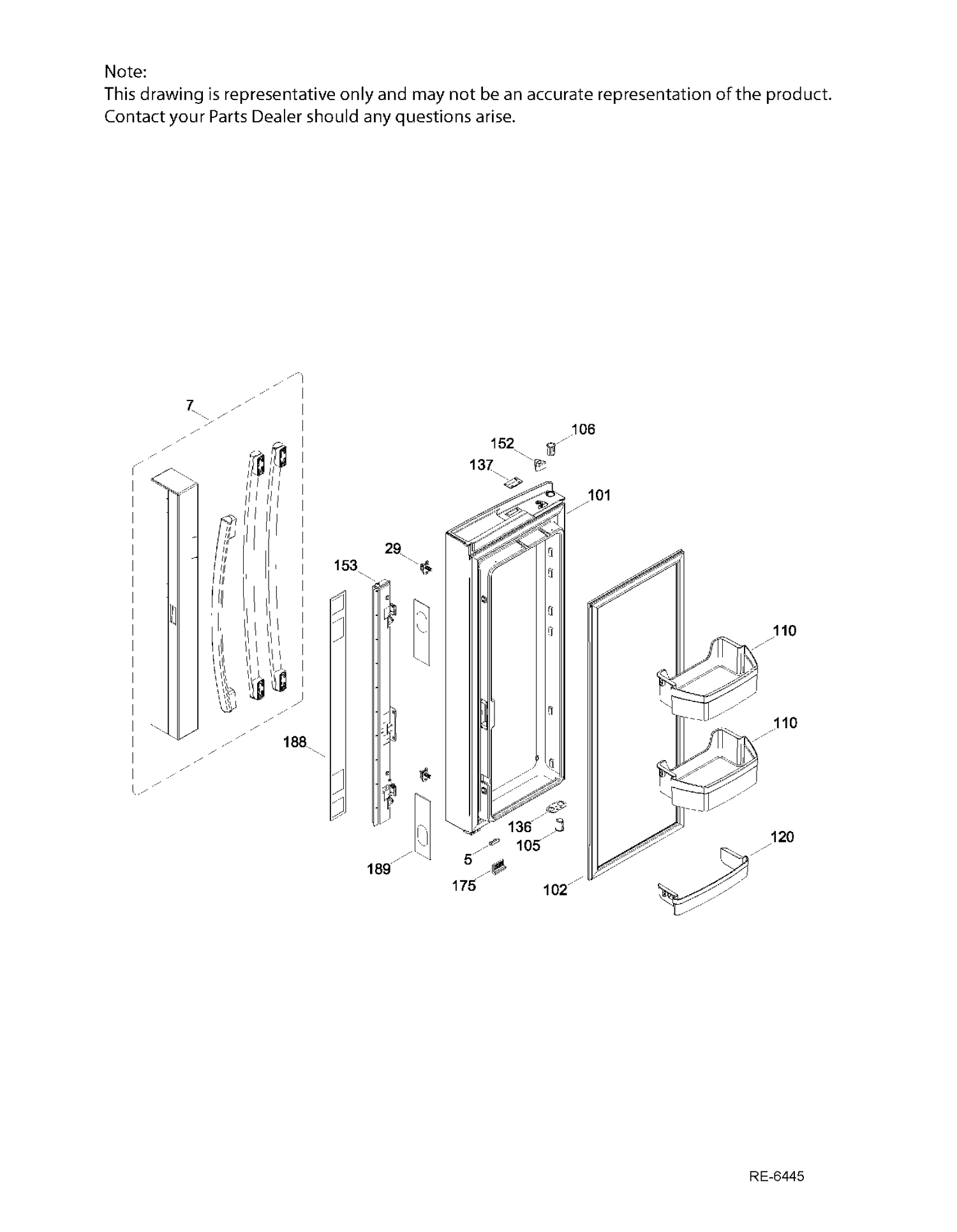 FF DOOR LT Diagram and Parts List for GNE25DSKAKSS  General Electric Refrigerator