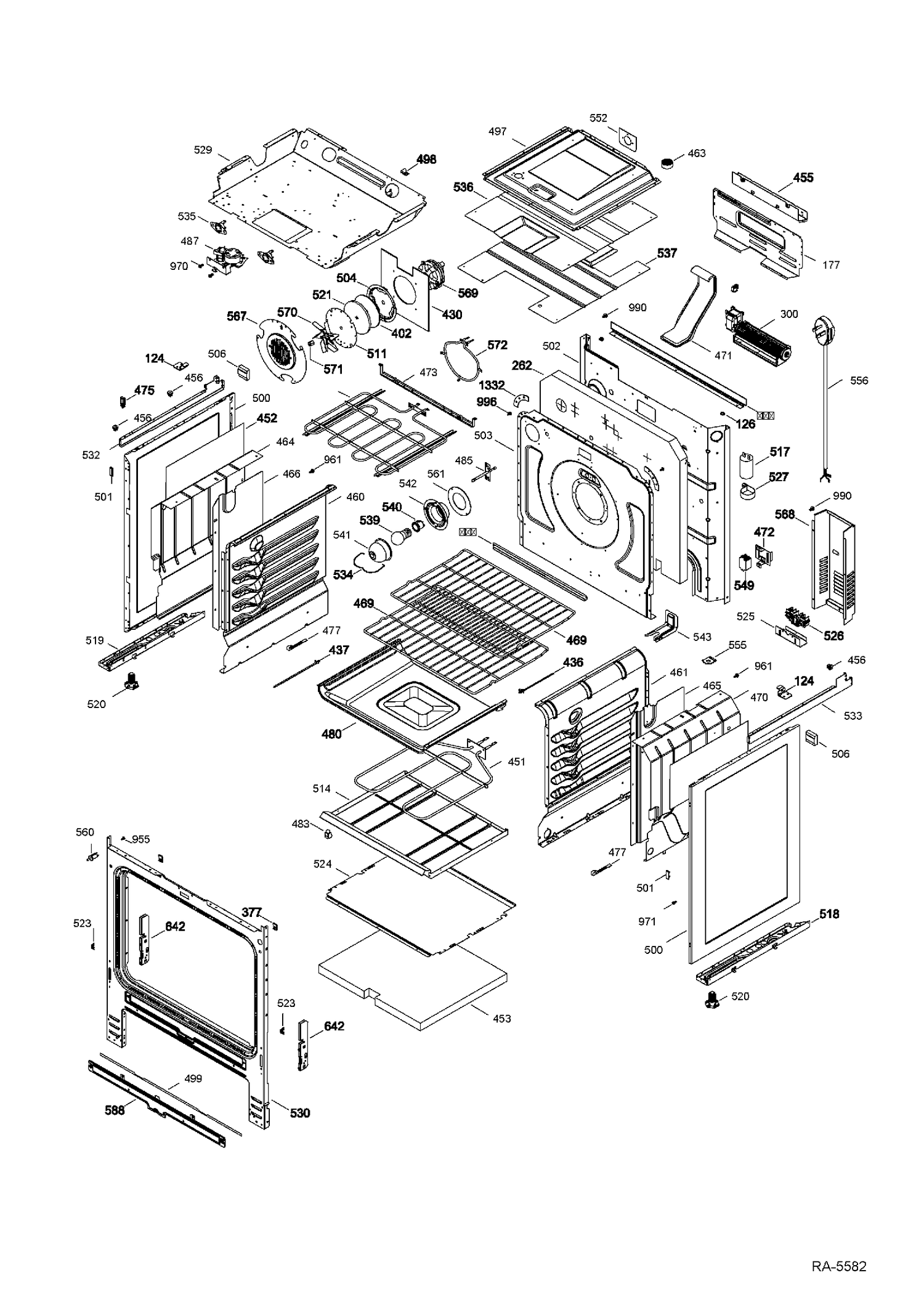 BODY PARTS Diagram and Parts List for JCS860DF1BB  General Electric Range