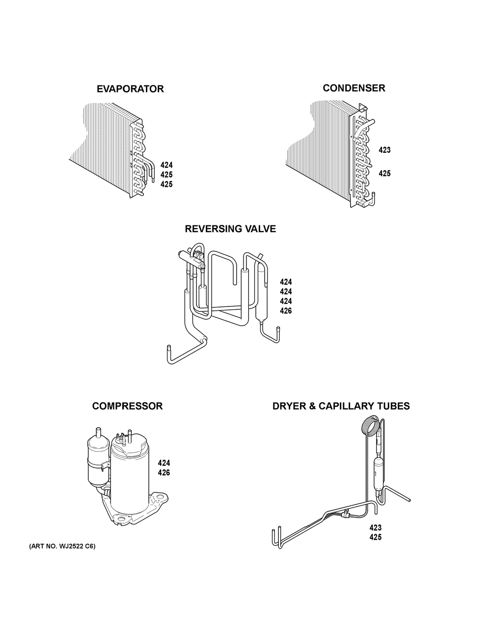 Lokring Connectors Diagram and Parts List for AZHS09DCXXAK1  General Electric Air Conditioner