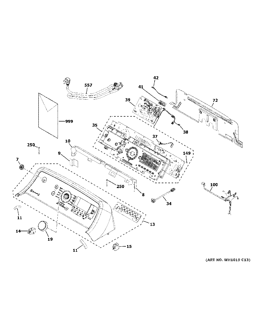 Controls And Backsplash Diagram and Parts List for GTW840CSN1WS  General Electric Washer