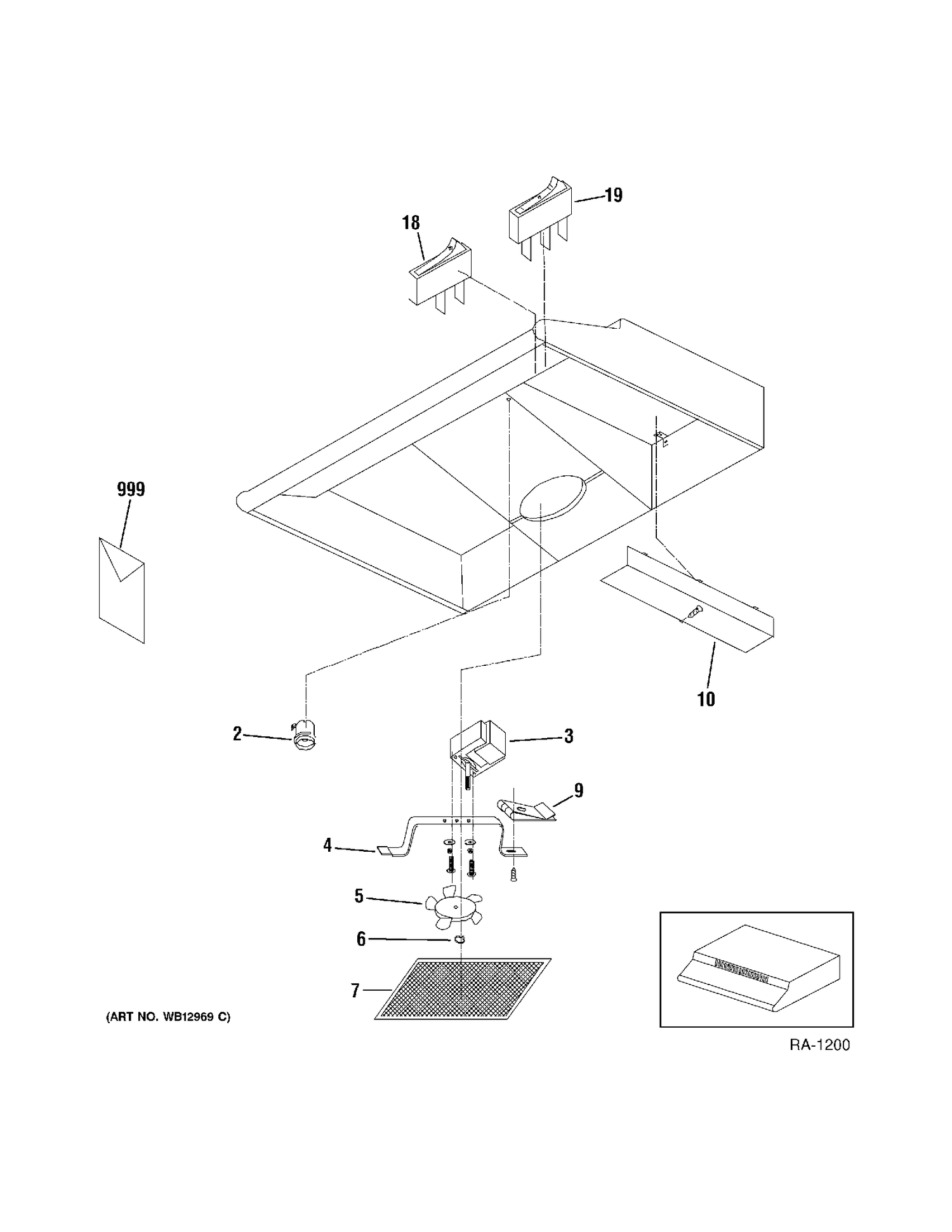 RANGE HOOD Diagram and Parts List for JN327H1WWC  General Electric Range Hood