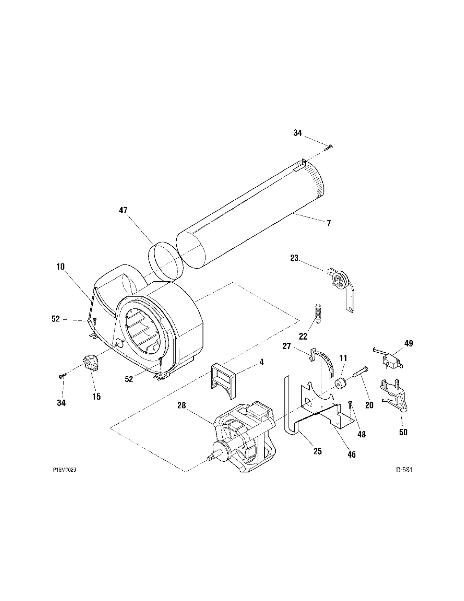 MOTOR BLOWER Diagram and Parts List for PCCH43EH0WW  General Electric Dryer