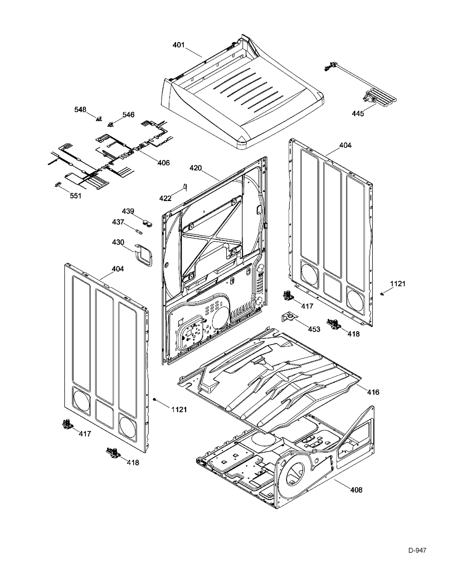 CABINET Diagram and Parts List for PTMX910EM1WW  General Electric Dryer