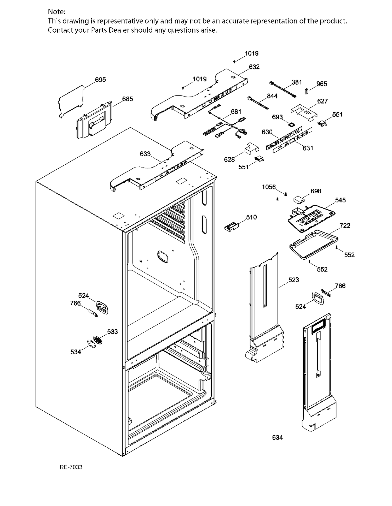 FF FUNCTIONAL Diagram and Parts List for GNE21DSKBKSS  General Electric Refrigerator