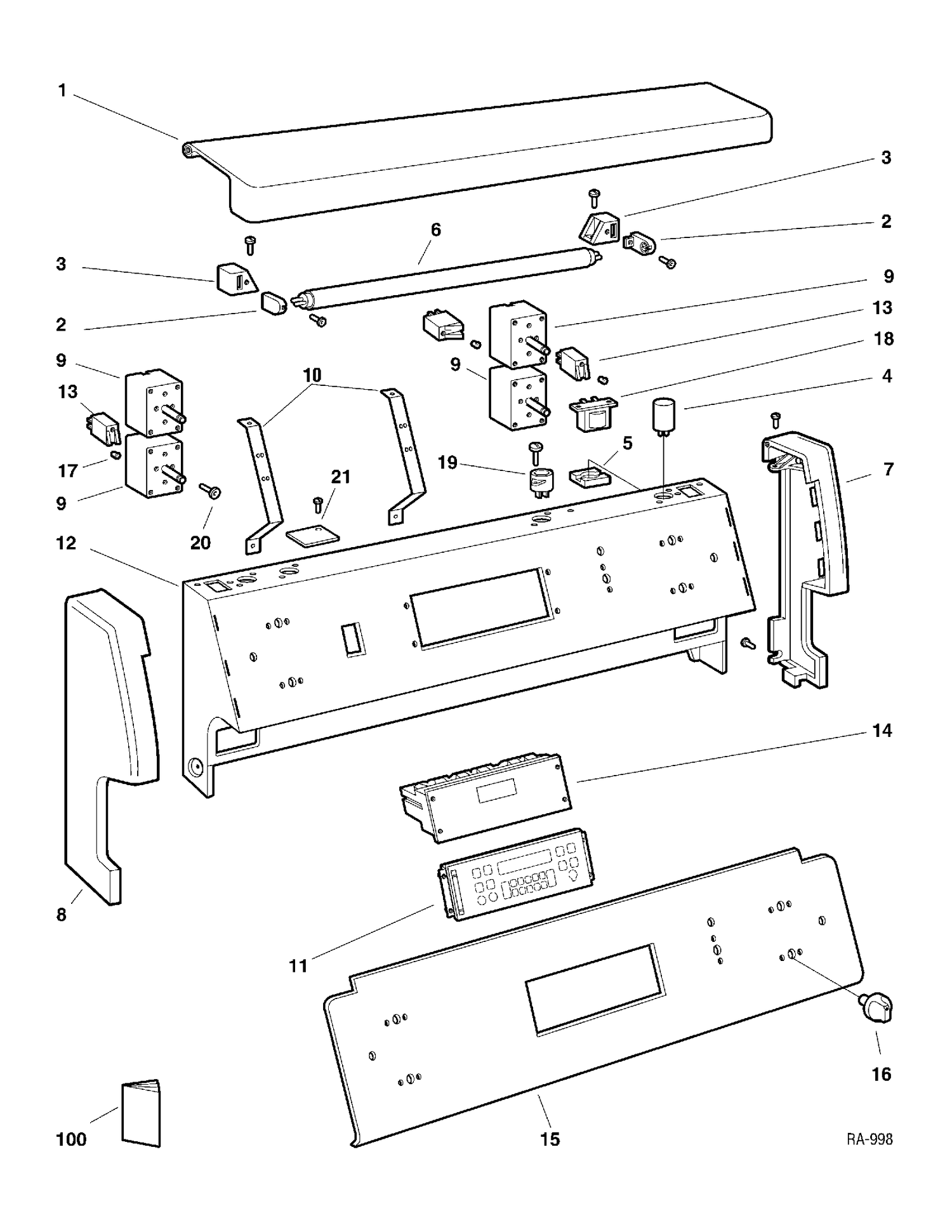 BACKGUARD Diagram and Parts List for GRCP3700TT-1  General Electric Range