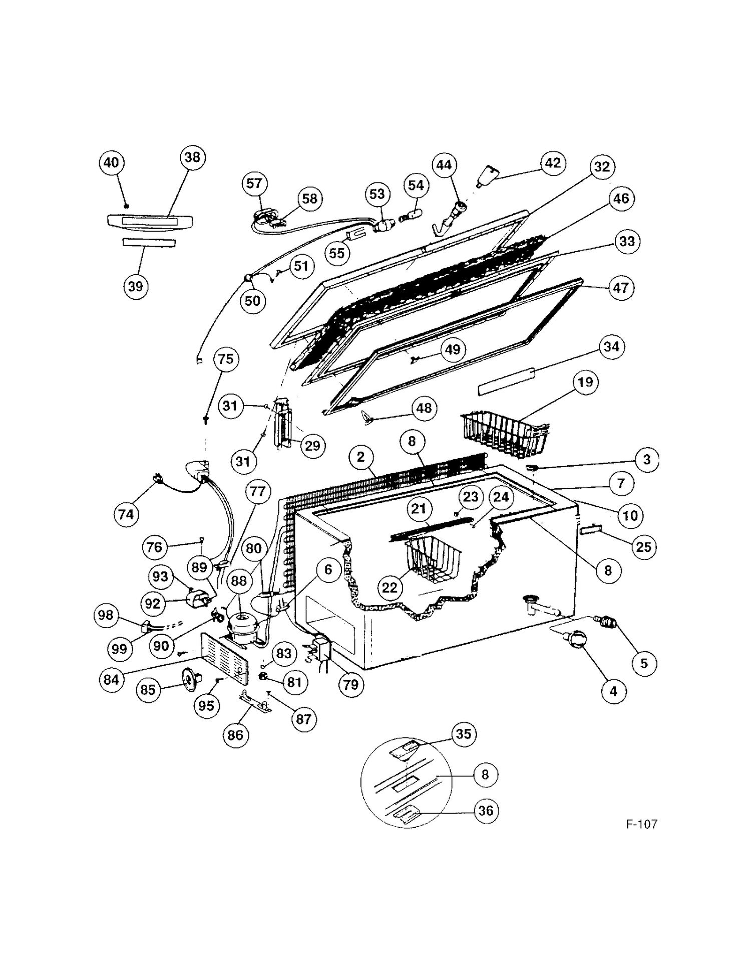 FREEZER Diagram and Parts List for 81380  General Electric Freezer