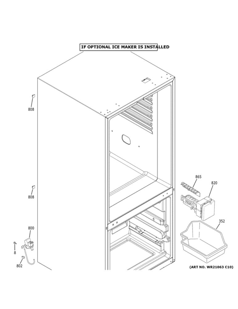Ice Maker 1 Diagram and Parts List for GBE21DGKURBB  General Electric Refrigerator
