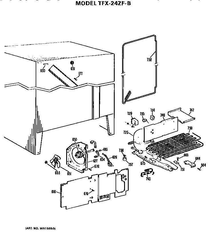 Unit Parts Diagram and Parts List for TFX24ZFB  General Electric Refrigerator