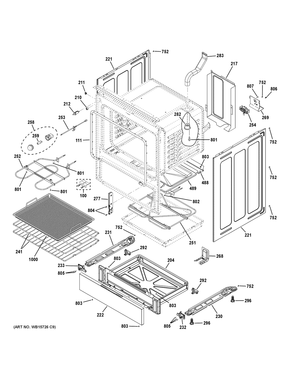 Body Parts Diagram and Parts List for GRS60LAV2FS  General Electric Range