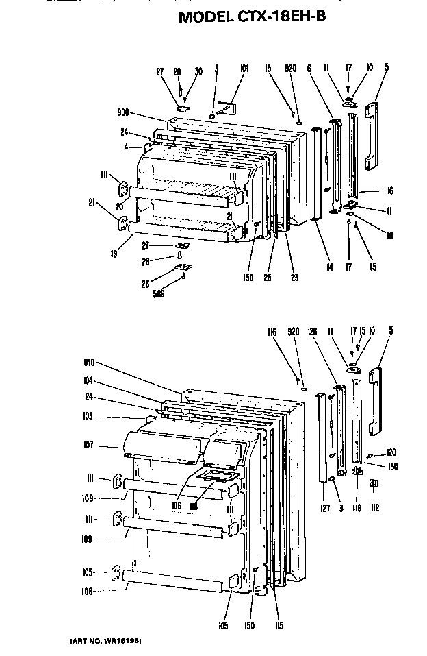 Doors Diagram and Parts List for CTX18EHB  Hotpoint Refrigerator
